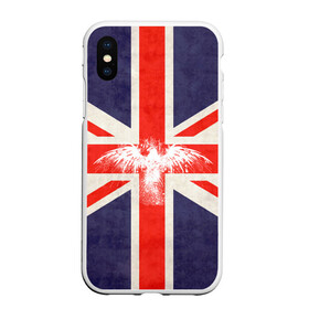 Чехол для iPhone XS Max матовый с принтом Флаг Англии с белым орлом в Новосибирске, Силикон | Область печати: задняя сторона чехла, без боковых панелей | london | англия | белый | брызги | великобритания | империя | клякса | крылья | лондон | необычный | объеденное королевство | орел | птица | символ | сокол | туманный альбион | флаг