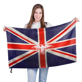 Флаг 3D с принтом Флаг Англии с белым орлом в Новосибирске, 100% полиэстер | плотность ткани — 95 г/м2, размер — 67 х 109 см. Принт наносится с одной стороны | london | англия | белый | брызги | великобритания | империя | клякса | крылья | лондон | необычный | объеденное королевство | орел | птица | символ | сокол | туманный альбион | флаг