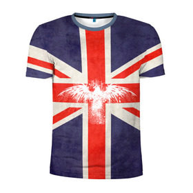 Мужская футболка 3D спортивная с принтом Флаг Англии с белым орлом в Новосибирске, 100% полиэстер с улучшенными характеристиками | приталенный силуэт, круглая горловина, широкие плечи, сужается к линии бедра | Тематика изображения на принте: london | англия | белый | брызги | великобритания | империя | клякса | крылья | лондон | необычный | объеденное королевство | орел | птица | символ | сокол | туманный альбион | флаг