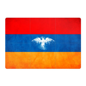Магнитный плакат 3Х2 с принтом Флаг Армении с белым орлом в Новосибирске, Полимерный материал с магнитным слоем | 6 деталей размером 9*9 см | айастан | армения | белый | босеан | брызги | ереван | знамя | империя | клякса | крылья | кумач | необычный | орел | пойс | птица | символ | сокол | стяг | флаг | хайастан | штандарт