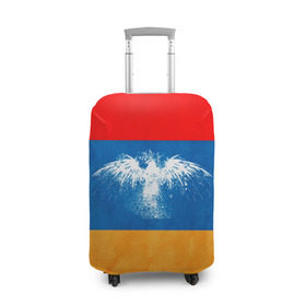 Чехол для чемодана 3D с принтом Флаг Армении с белым орлом в Новосибирске, 86% полиэфир, 14% спандекс | двустороннее нанесение принта, прорези для ручек и колес | Тематика изображения на принте: айастан | армения | белый | босеан | брызги | ереван | знамя | империя | клякса | крылья | кумач | необычный | орел | пойс | птица | символ | сокол | стяг | флаг | хайастан | штандарт