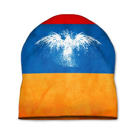Шапка 3D с принтом Флаг Армении с белым орлом в Новосибирске, 100% полиэстер | универсальный размер, печать по всей поверхности изделия | айастан | армения | белый | босеан | брызги | ереван | знамя | империя | клякса | крылья | кумач | необычный | орел | пойс | птица | символ | сокол | стяг | флаг | хайастан | штандарт