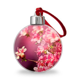 Ёлочный шар с принтом Сакура в Новосибирске, Пластик | Диаметр: 77 мм | 3d | flower | nature | pink | sakura | весна | деревья | природа | розовый | сакура | цветы | япония