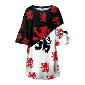 Детское платье 3D с принтом Лев герба Нидерландов в Новосибирске, 100% полиэстер | прямой силуэт, чуть расширенный к низу. Круглая горловина, на рукавах — воланы | амстердам | андерсен | белый | венеция | герб | голландия | европа | королевство | красный | нидерланды | свобода | символ | страна | флаг | черный
