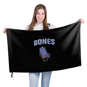 Флаг 3D с принтом Bones в Новосибирске, 100% полиэстер | плотность ткани — 95 г/м2, размер — 67 х 109 см. Принт наносится с одной стороны | bones