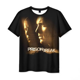 Мужская футболка 3D с принтом Prison break 3 в Новосибирске, 100% полиэфир | прямой крой, круглый вырез горловины, длина до линии бедер | 