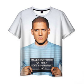 Мужская футболка 3D с принтом Prison break 5 в Новосибирске, 100% полиэфир | прямой крой, круглый вырез горловины, длина до линии бедер | prison break | побег | сериал
