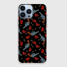 Чехол для iPhone 13 Pro Max с принтом Револьверы и Розы в Новосибирске,  |  | Тематика изображения на принте: bullet for my valentine | gun  roses | gun and rose | паттерн