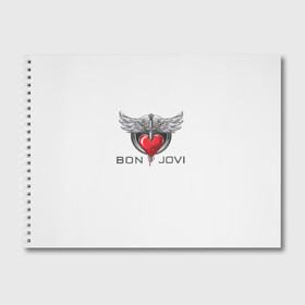 Альбом для рисования с принтом Bon Jovi в Новосибирске, 100% бумага
 | матовая бумага, плотность 200 мг. | Тематика изображения на принте: its my life | бон жови | джон бон джови | кровь | меч | сердце