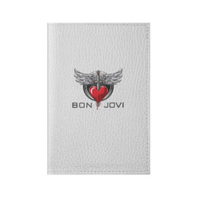 Обложка для паспорта матовая кожа с принтом Bon Jovi в Новосибирске, натуральная матовая кожа | размер 19,3 х 13,7 см; прозрачные пластиковые крепления | its my life | бон жови | джон бон джови | кровь | меч | сердце