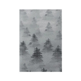 Обложка для паспорта матовая кожа с принтом Туманный лес в Новосибирске, натуральная матовая кожа | размер 19,3 х 13,7 см; прозрачные пластиковые крепления | Тематика изображения на принте: бор | вечер | деревья | елка | еловый | ель | загадочный | земля | зима | лес | мрачный | необычный | природа | серый | сибирь | снег | тайга | туман | хвойный