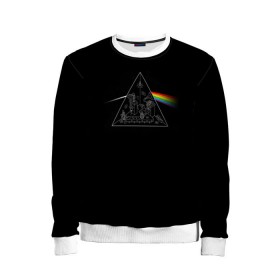 Детский свитшот 3D с принтом Pink Floyd Make Rainbow в Новосибирске, 100% полиэстер | свободная посадка, прямой крой, мягкая тканевая резинка на рукавах и понизу свитшота | англия | басы | британия | гитара | группа | логотип | музыка | песни | пинк флойд | призма | радуга | рок | свет