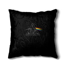 Подушка 3D с принтом Pink Floyd Make Rainbow в Новосибирске, наволочка – 100% полиэстер, наполнитель – холлофайбер (легкий наполнитель, не вызывает аллергию). | состоит из подушки и наволочки. Наволочка на молнии, легко снимается для стирки | англия | басы | британия | гитара | группа | логотип | музыка | песни | пинк флойд | призма | радуга | рок | свет