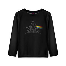 Детский лонгслив 3D с принтом Pink Floyd Make Rainbow в Новосибирске, 100% полиэстер | длинные рукава, круглый вырез горловины, полуприлегающий силуэт
 | англия | басы | британия | гитара | группа | логотип | музыка | песни | пинк флойд | призма | радуга | рок | свет