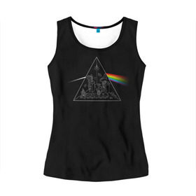 Женская майка 3D с принтом Pink Floyd Make Rainbow в Новосибирске, 100% полиэстер | круглая горловина, прямой силуэт, длина до линии бедра | англия | басы | британия | гитара | группа | логотип | музыка | песни | пинк флойд | призма | радуга | рок | свет