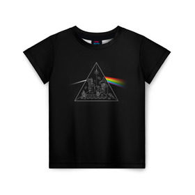 Детская футболка 3D с принтом Pink Floyd Make Rainbow в Новосибирске, 100% гипоаллергенный полиэфир | прямой крой, круглый вырез горловины, длина до линии бедер, чуть спущенное плечо, ткань немного тянется | англия | басы | британия | гитара | группа | логотип | музыка | песни | пинк флойд | призма | радуга | рок | свет