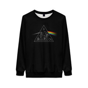 Женский свитшот 3D с принтом Pink Floyd Make Rainbow в Новосибирске, 100% полиэстер с мягким внутренним слоем | круглый вырез горловины, мягкая резинка на манжетах и поясе, свободная посадка по фигуре | англия | басы | британия | гитара | группа | логотип | музыка | песни | пинк флойд | призма | радуга | рок | свет