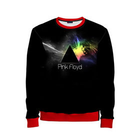 Детский свитшот 3D с принтом Pink Floyd Logo в Новосибирске, 100% полиэстер | свободная посадка, прямой крой, мягкая тканевая резинка на рукавах и понизу свитшота | англия | басы | британия | гитара | группа | дым | космос | логотип | музыка | песни | пинк флойд | призма | радуга | рок | свет