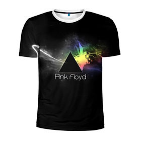 Мужская футболка 3D спортивная с принтом Pink Floyd Logo в Новосибирске, 100% полиэстер с улучшенными характеристиками | приталенный силуэт, круглая горловина, широкие плечи, сужается к линии бедра | англия | басы | британия | гитара | группа | дым | космос | логотип | музыка | песни | пинк флойд | призма | радуга | рок | свет