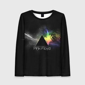 Женский лонгслив 3D с принтом Pink Floyd Logo в Новосибирске, 100% полиэстер | длинные рукава, круглый вырез горловины, полуприлегающий силуэт | англия | басы | британия | гитара | группа | дым | космос | логотип | музыка | песни | пинк флойд | призма | радуга | рок | свет