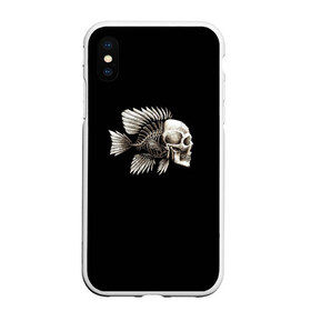 Чехол для iPhone XS Max матовый с принтом Рыба Скелет в Новосибирске, Силикон | Область печати: задняя сторона чехла, без боковых панелей | анатомия | кости | море | плавники | принт | рисунок | рыбный | рыбы | тату | ужас | хвост | череп | черный | чешуя
