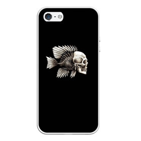 Чехол для iPhone 5/5S матовый с принтом Рыба Скелет в Новосибирске, Силикон | Область печати: задняя сторона чехла, без боковых панелей | анатомия | кости | море | плавники | принт | рисунок | рыбный | рыбы | тату | ужас | хвост | череп | черный | чешуя