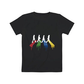 Детская футболка хлопок с принтом Beatles Color в Новосибирске, 100% хлопок | круглый вырез горловины, полуприлегающий силуэт, длина до линии бедер | beatles | music | rock | битлз | краски | леннон | маккартни | музыка | переход | рок | старр | харрисон | цвет