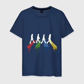 Мужская футболка хлопок с принтом Beatles Color в Новосибирске, 100% хлопок | прямой крой, круглый вырез горловины, длина до линии бедер, слегка спущенное плечо. | beatles | music | rock | битлз | краски | леннон | маккартни | музыка | переход | рок | старр | харрисон | цвет