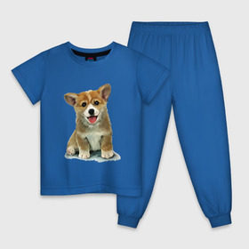 Детская пижама хлопок с принтом Коржик в Новосибирске, 100% хлопок |  брюки и футболка прямого кроя, без карманов, на брюках мягкая резинка на поясе и по низу штанин
 | Тематика изображения на принте: corgi | dog | korgi | вельш корги | дог | кардиган | корги | пемброк | собака | щенок