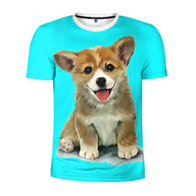 Мужская футболка 3D спортивная с принтом Корги в Новосибирске, 100% полиэстер с улучшенными характеристиками | приталенный силуэт, круглая горловина, широкие плечи, сужается к линии бедра | corgy | dog | korgi | puppy | вельш корги | кардиган | коржик | пемброк | собака | щенок