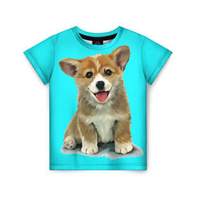 Детская футболка 3D с принтом Корги в Новосибирске, 100% гипоаллергенный полиэфир | прямой крой, круглый вырез горловины, длина до линии бедер, чуть спущенное плечо, ткань немного тянется | corgy | dog | korgi | puppy | вельш корги | кардиган | коржик | пемброк | собака | щенок