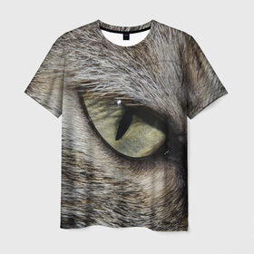 Мужская футболка 3D с принтом Кошачий глаз в Новосибирске, 100% полиэфир | прямой крой, круглый вырез горловины, длина до линии бедер | 
