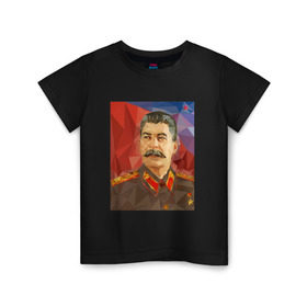 Детская футболка хлопок с принтом Сталин в Новосибирске, 100% хлопок | круглый вырез горловины, полуприлегающий силуэт, длина до линии бедер | Тематика изображения на принте: ссср | сталин