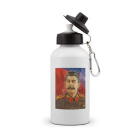 Бутылка спортивная с принтом Сталин в Новосибирске, металл | емкость — 500 мл, в комплекте две пластиковые крышки и карабин для крепления | ссср | сталин