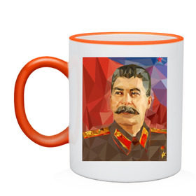 Кружка двухцветная с принтом Сталин в Новосибирске, керамика | объем — 330 мл, диаметр — 80 мм. Цветная ручка и кайма сверху, в некоторых цветах — вся внутренняя часть | Тематика изображения на принте: ссср | сталин