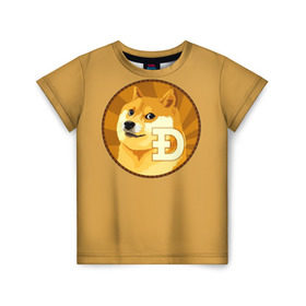 Детская футболка 3D с принтом Bitcoin в Новосибирске, 100% гипоаллергенный полиэфир | прямой крой, круглый вырез горловины, длина до линии бедер, чуть спущенное плечо, ткань немного тянется | doge | meme | биткоин | доге