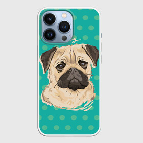 Чехол для iPhone 13 Pro с принтом Мопсик в Новосибирске,  |  | dog | pug | арт | животное | кружочки | мопс | пес | собака | текстура