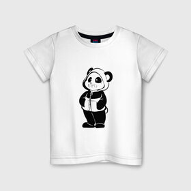 Детская футболка хлопок с принтом Панда стиль в Новосибирске, 100% хлопок | круглый вырез горловины, полуприлегающий силуэт, длина до линии бедер | 