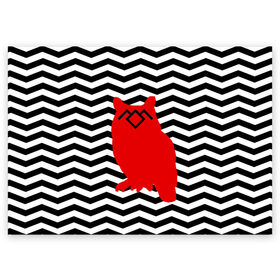 Поздравительная открытка с принтом TWIN PEAKS в Новосибирске, 100% бумага | плотность бумаги 280 г/м2, матовая, на обратной стороне линовка и место для марки
 | Тематика изображения на принте: owl | арт | животные | полосы | птицы | сериал | сова | твин пикс | текстура | фильмы