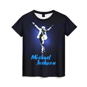 Женская футболка 3D с принтом Майкл Джексон в Новосибирске, 100% полиэфир ( синтетическое хлопкоподобное полотно) | прямой крой, круглый вырез горловины, длина до линии бедер | michael jackson | король