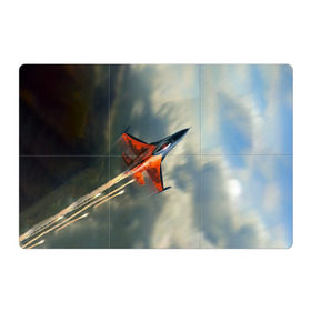 Магнитный плакат 3Х2 с принтом Красный F16 в Новосибирске, Полимерный материал с магнитным слоем | 6 деталей размером 9*9 см | самолет