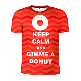 Мужская футболка 3D спортивная с принтом Gimme a donut в Новосибирске, 100% полиэстер с улучшенными характеристиками | приталенный силуэт, круглая горловина, широкие плечи, сужается к линии бедра | keep calm | полосы | сериал | твин пикс | текстура | фильмы