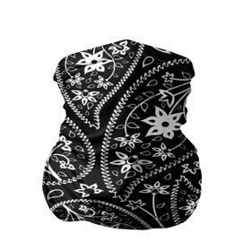 Бандана-труба 3D с принтом Black cucumber pattern в Новосибирске, 100% полиэстер, ткань с особыми свойствами — Activecool | плотность 150‒180 г/м2; хорошо тянется, но сохраняет форму | cucumber | flower | gherkin | ornament | pattern | гжель | орнамент | текстура | турецкий огурец | узоры | цветок | цветочный | этнический узор