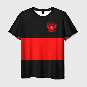 Мужская футболка 3D с принтом Russia - Black collection в Новосибирске, 100% полиэфир | прямой крой, круглый вырез горловины, длина до линии бедер | 0x000000123 | russia | герб | россия