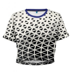 Женская футболка 3D укороченная с принтом Необычный узор в Новосибирске, 100% полиэстер | круглая горловина, длина футболки до линии талии, рукава с отворотами | Тематика изображения на принте: pattern | сетка | узоры