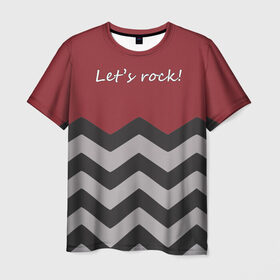 Мужская футболка 3D с принтом Let`s rock! в Новосибирске, 100% полиэфир | прямой крой, круглый вырез горловины, длина до линии бедер | lets rock | twin peaks | давайте сделаем это | даян | даяна | диана | дэвид линч | карлик | твин пикс