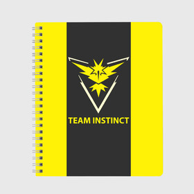 Тетрадь с принтом Team instinct в Новосибирске, 100% бумага | 48 листов, плотность листов — 60 г/м2, плотность картонной обложки — 250 г/м2. Листы скреплены сбоку удобной пружинной спиралью. Уголки страниц и обложки скругленные. Цвет линий — светло-серый
 | game | игра | игрок | инстинкт | пикачу | покемон