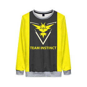 Женский свитшот 3D с принтом Team instinct в Новосибирске, 100% полиэстер с мягким внутренним слоем | круглый вырез горловины, мягкая резинка на манжетах и поясе, свободная посадка по фигуре | Тематика изображения на принте: game | игра | игрок | инстинкт | пикачу | покемон