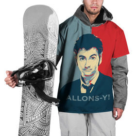Накидка на куртку 3D с принтом ALLONS-Y! в Новосибирске, 100% полиэстер |  | арт | десятый доктор | доктор кто | надпись | сериал | тардис | фильмы