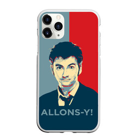 Чехол для iPhone 11 Pro матовый с принтом ALLONS-Y! в Новосибирске, Силикон |  | арт | десятый доктор | доктор кто | надпись | сериал | тардис | фильмы